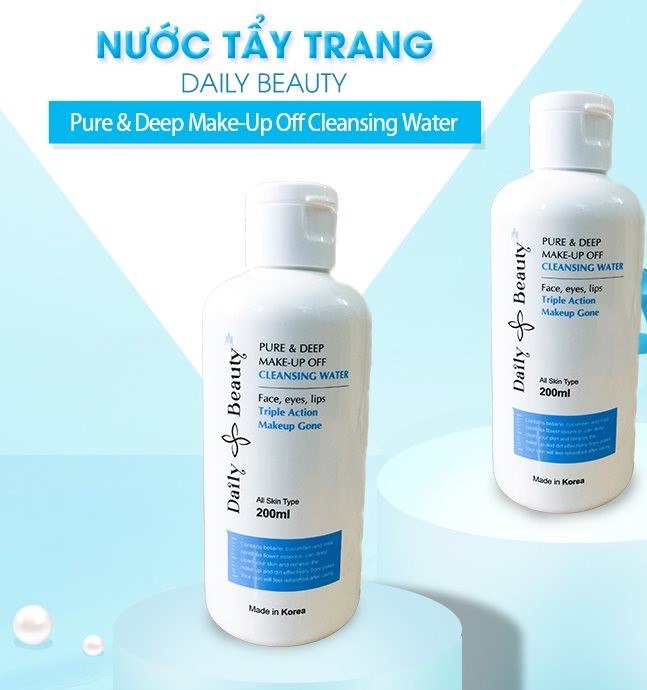 Nước tẩy trang Daily Beauty Pure &amp; Deep Make-up Off Cleansing Water R&amp;B xuất xứ LB Cosmetic Hàn Quốc, chiết xuất 100% tự nhiên, tẩy sạch bụi bẩn, bã nhờn, dầu thừa, và lớp trang điểm, làm da sạch sâu mạnh mẽ, dịu nhẹ với mọi loại da, 120ml