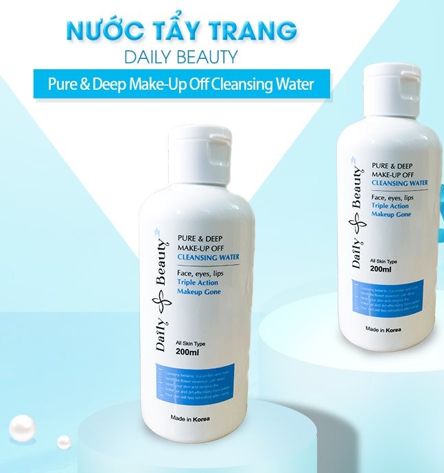 Nước tẩy trang Daily Beauty Pure &amp; Deep Make-up Off Cleansing Water R&amp;B xuất xứ LB Cosmetic Hàn Quốc, chiết xuất 100% tự nhiên, tẩy sạch bụi bẩn, bã nhờn, dầu thừa, và lớp trang điểm, làm da sạch sâu mạnh mẽ, dịu nhẹ với mọi loại da, 120ml