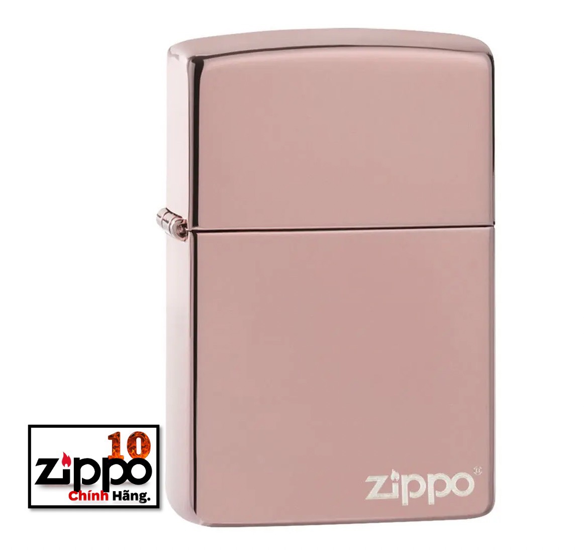 Bật Lửa Zippo 49190ZL High Polish Rose Gold W/Logo - Chính hãng 100%