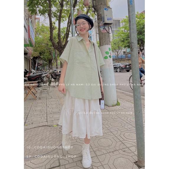 Sơ mi kẻ cộc tay nẹp 662