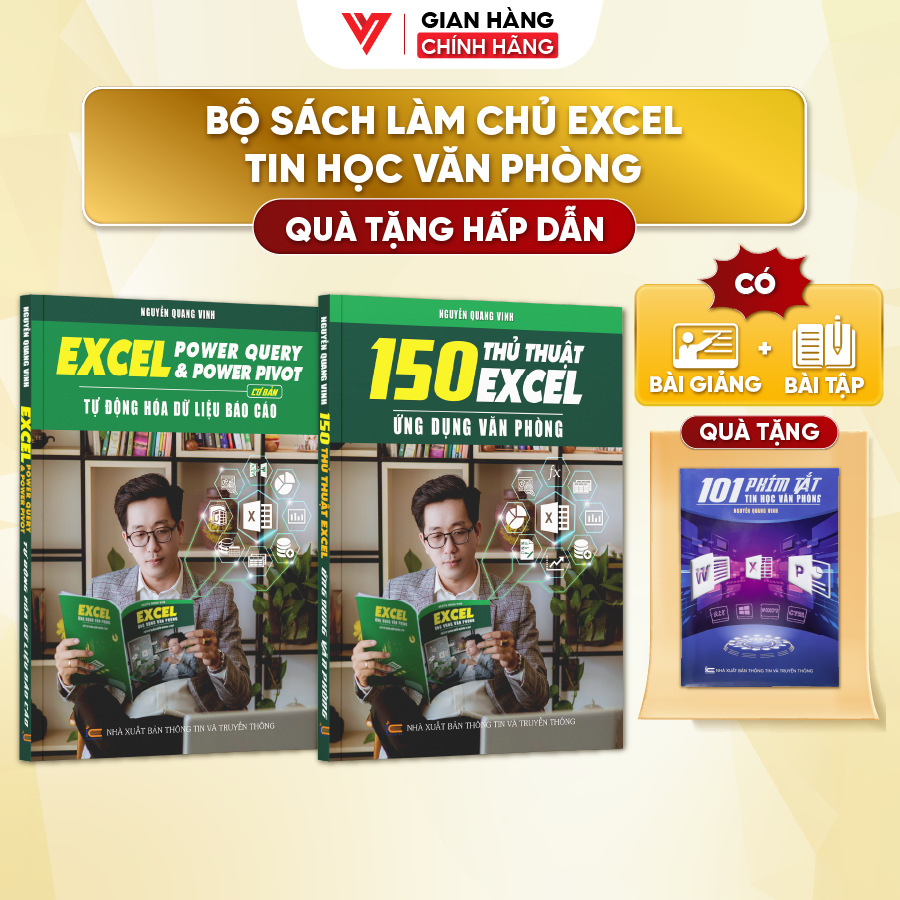 Combo 2 Sách Power Query & Power Pivot Và 150 Thủ Thuật Excel Ứng Dụng Văn Phòng Kèm Video Khóa Học