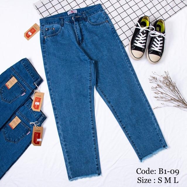 BAGGY JEANS XANH ĐẬM Cắt gấu- hình thật chính chủ