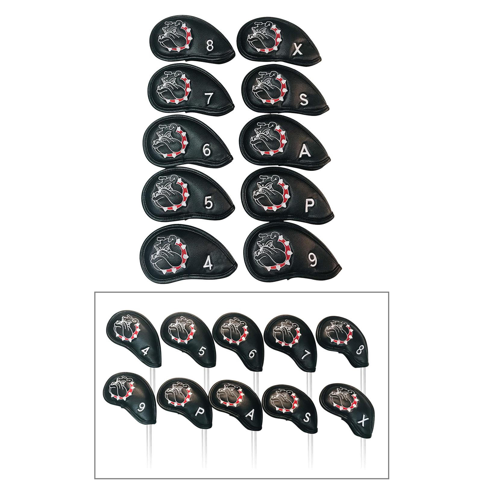 10Pcs/Pack PU Golf Iron Covers Set Golf Club Head Cover Fit Most Irons, 17x9.6cm