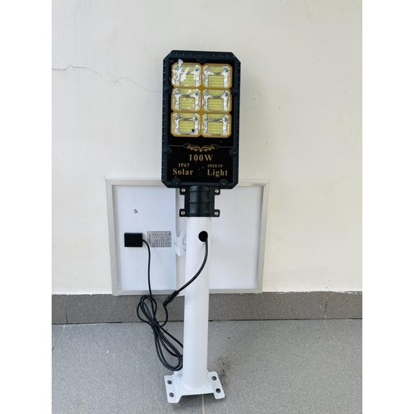 Đèn năng lượng mặt trời pin MoNo cao cấp 100W sáng như đèn điện chuyên đèn đường, sân vườn chống nước IP67