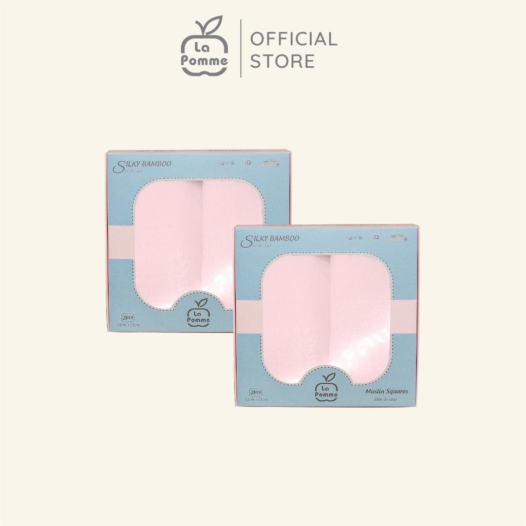 Combo 2 K002 Set 2 Khăn đa năng sợi tre lụa La Pomme - 75x75cm Hồng Pastel