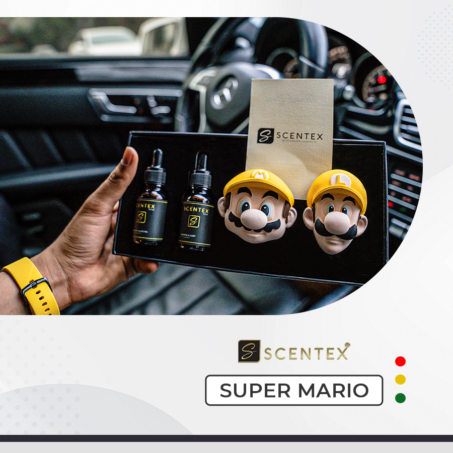 Nước hoa xe hơi cao cấp Scentex SUPER MARIO 100% Organic, được làm từ chất liệu đá Aroma Stone đặc biệt, dễ dàng thẩm thấu và khuếch tán mùi hương theo cửa gió điều hòa, khử mùi, diệt khuẩn hiệt quả - Hàng Chính Hãng