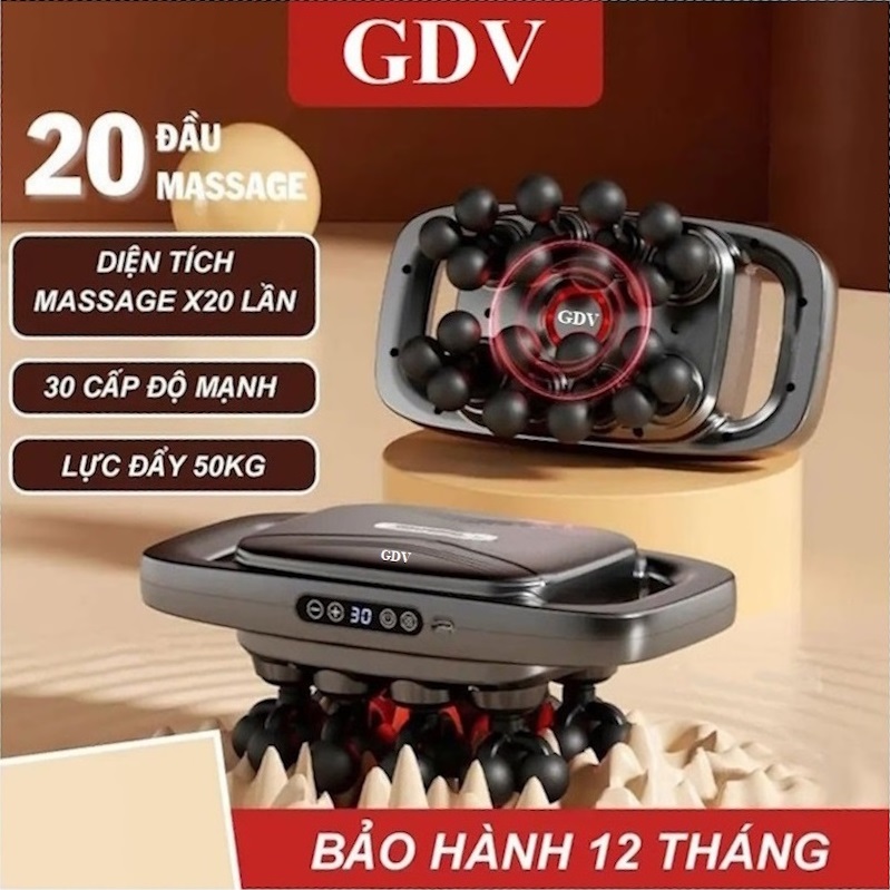 [Tặng củ sạc + cáp sạc] Máy Massage Toàn Thân Cầm Tay , Máy Mát Xa Đấm Lưng, Chân, Tay, Vai, Cổ 20 Đầu GDV S3C-20C - Hàng Chính Hãng