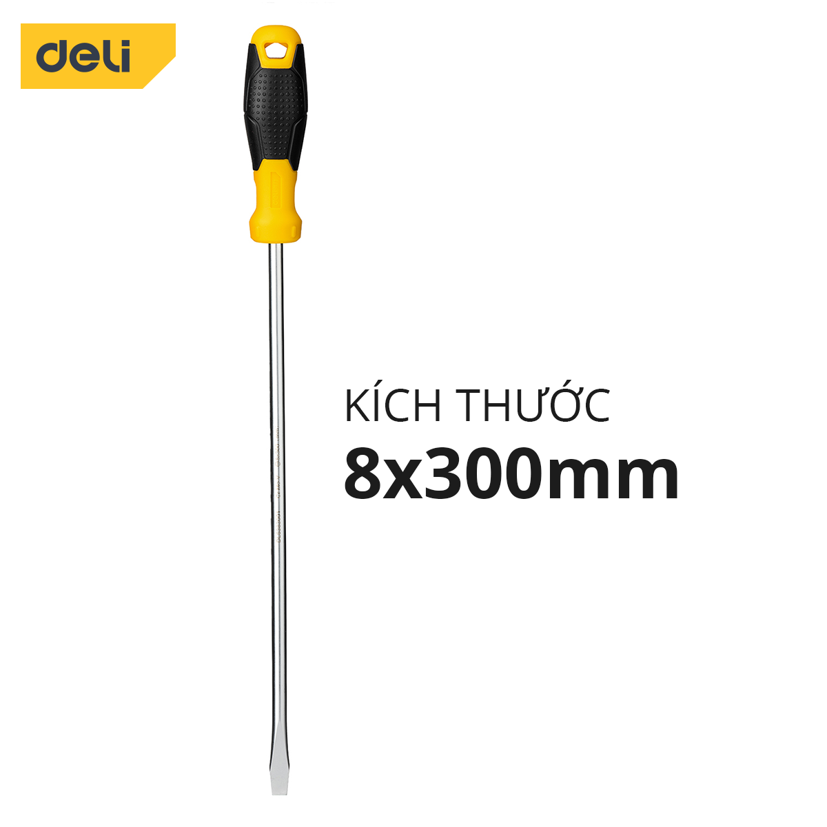 Tua Vít 2 Cạnh Deli Cao Cấp -  Đầu Vít Từ Tính Dễ Dàng Sử Dụng - Kích Thước 8×300mm Thép Cr-V Mạ Crom