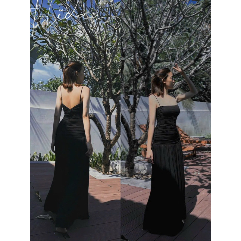 Đầm Maxi 2 Dây Xoắn Hở Lưng