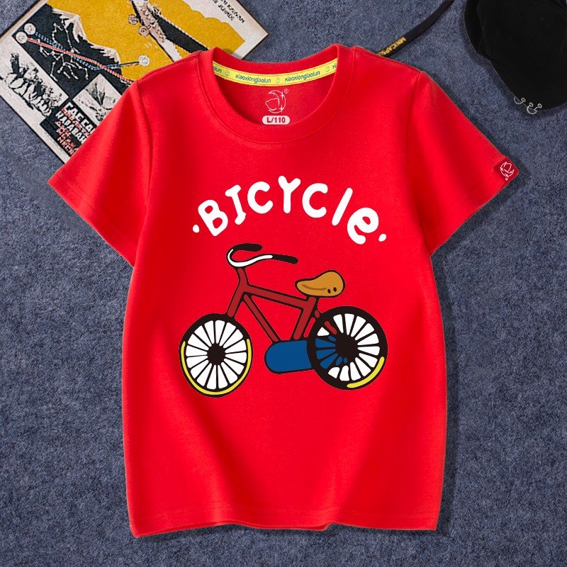 Áo thun bé trai truekids, áo phông cho bé trai chất cotton in xe đạp bicycle