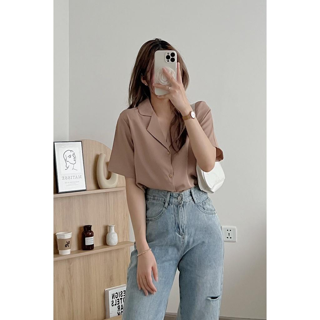 ÁO SƠ MI CỔ VEST BASIC SIÊU XINH LỤA HÀN