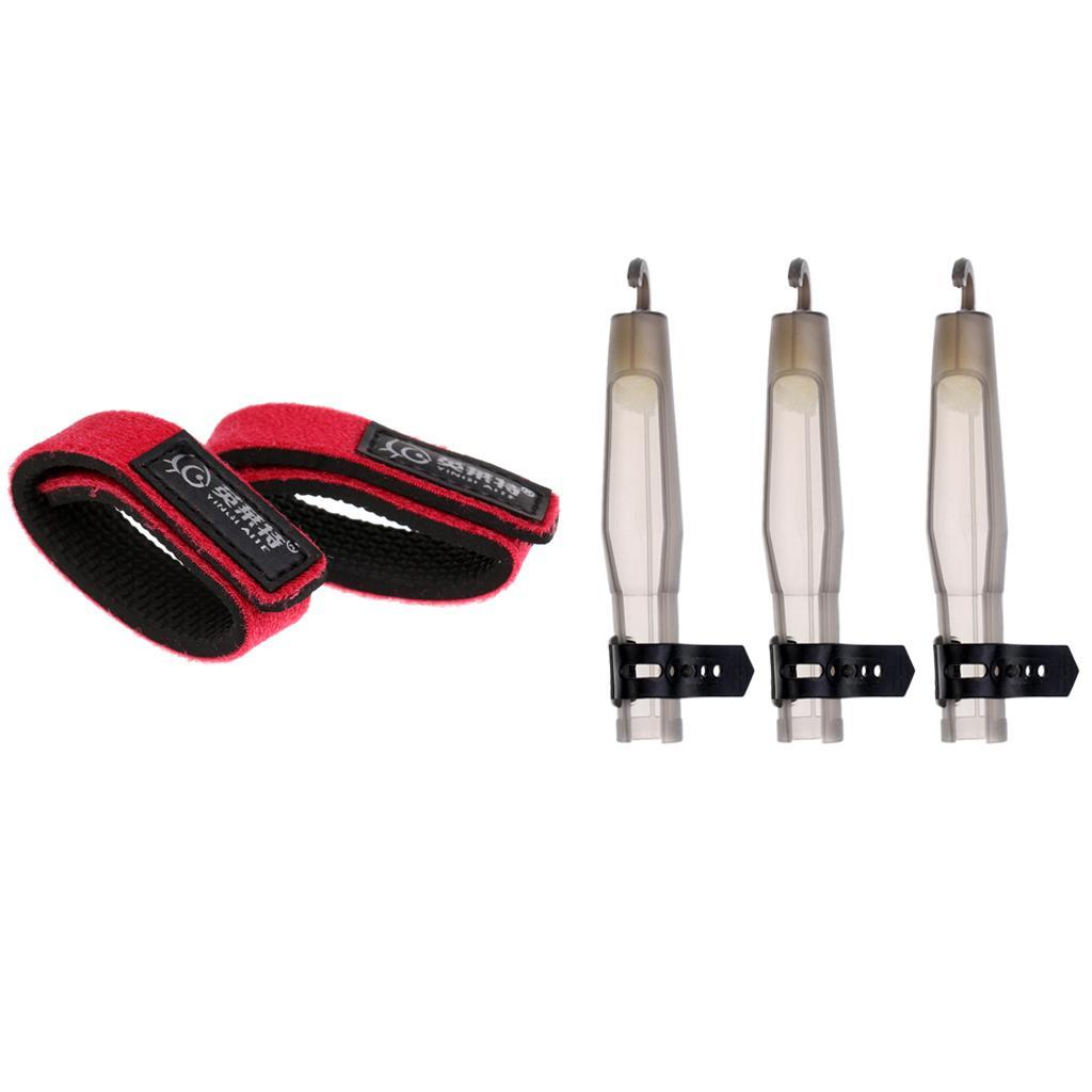 2Pcs Fishing Rod Belt Strap Rod Tie Suspenders Bands & 3Pcs Universal Fishing Rod Tip Cap Cover