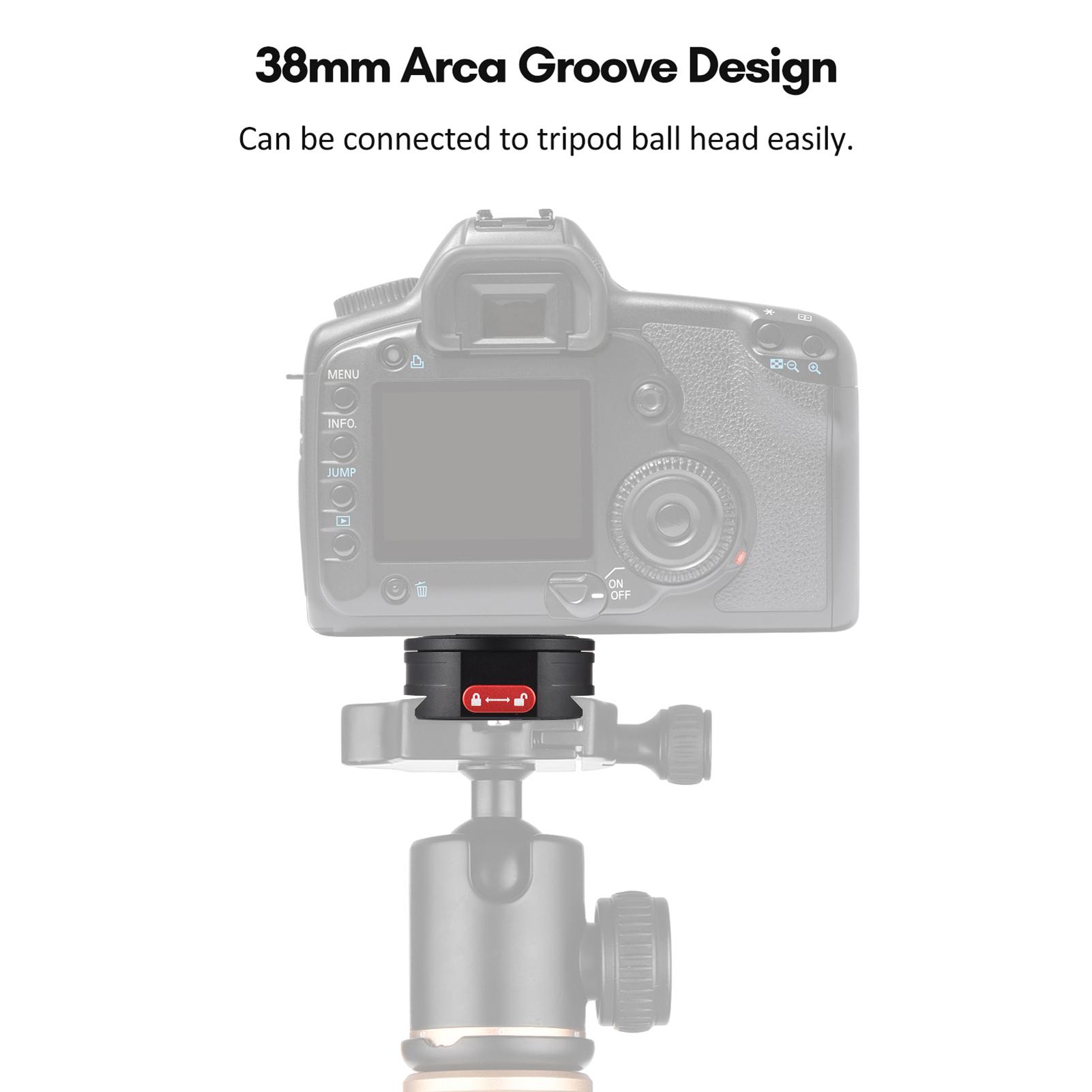 Round Quick Release Plate Tripod QR Plate Camera Mount Adapter Quick Setup Aluminum Alloy with 1/4 Inch Screw for DSLR Mirrorless Camera Tripod Gimbal Stabilizer