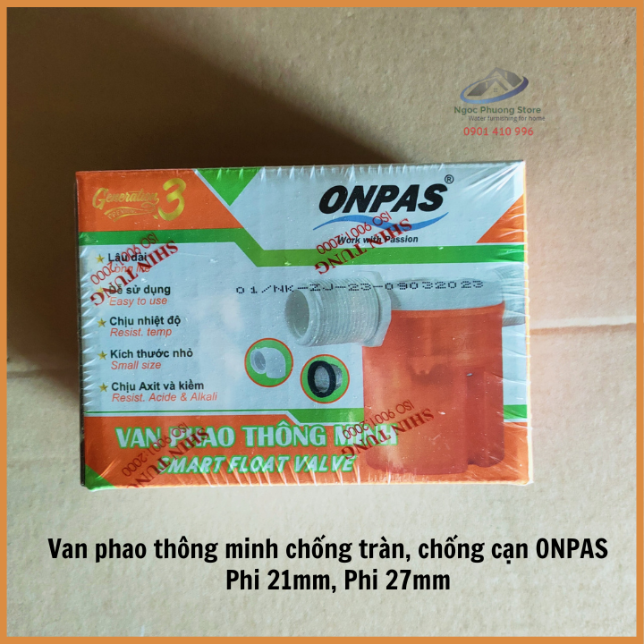 Van Phao Cơ Thông Minh Chống Tràn ONPAS Thế Hệ Mới, Tự Ngắt Nước Phi 21mm, 27mm