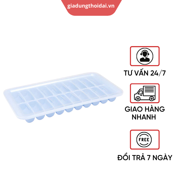 Khay Nhựa Làm Đá 20 Viên Có Nắp Stick Hàn Quốc KT: 26x13.3 cm