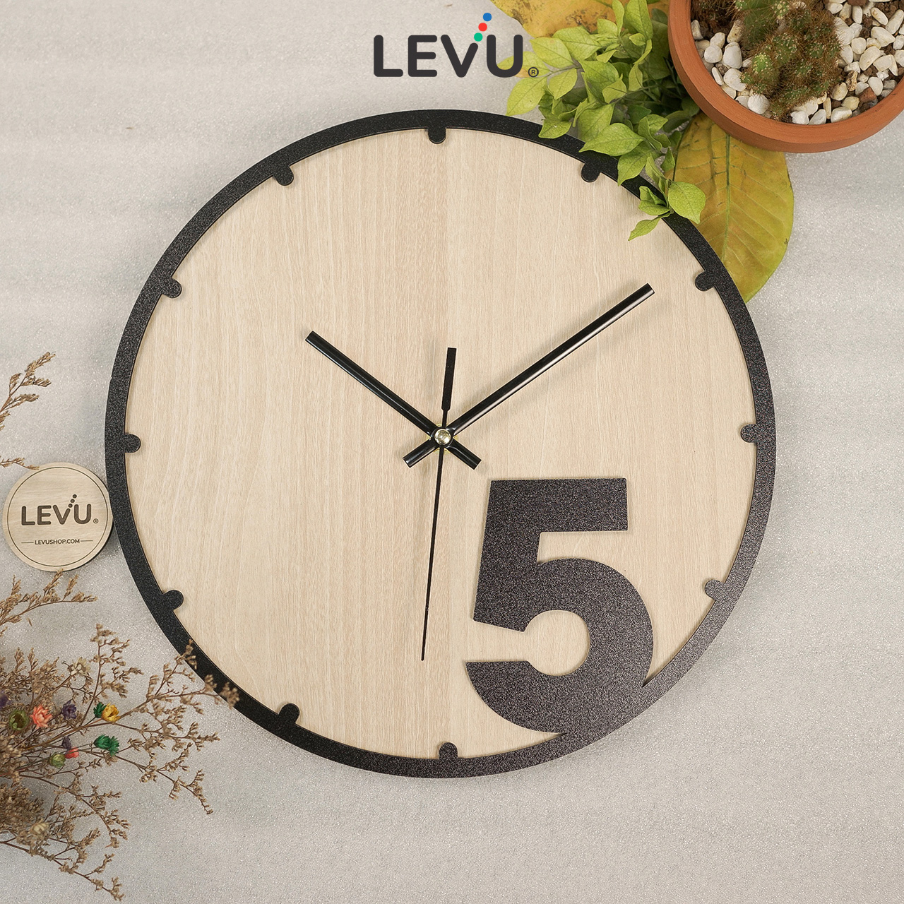 Đồng Hồ Treo Tường gỗ trang trí LEVU DH03 Handmade cao cấp