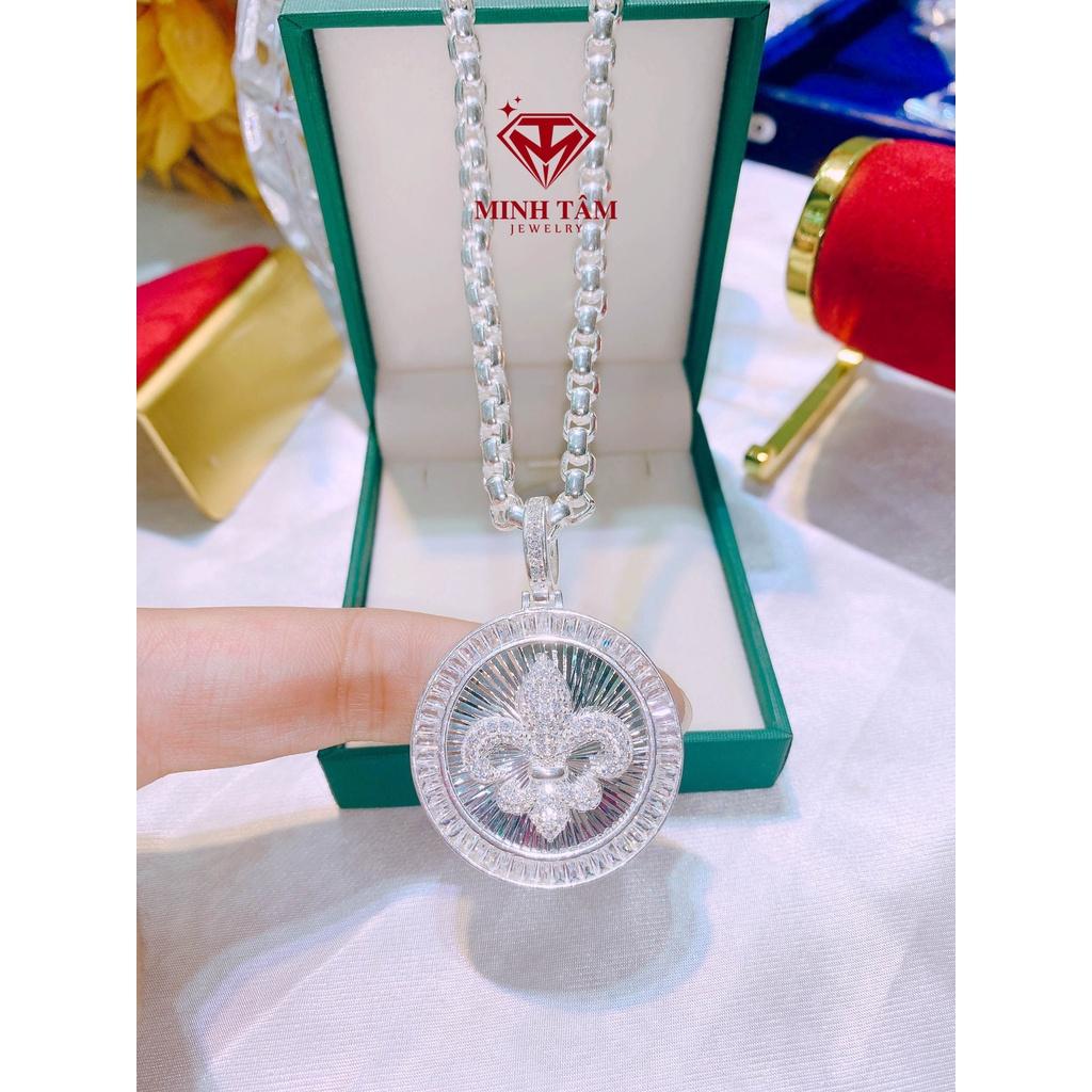 Mặt dây chuyền nam bạc ta hình tròn in Chrome Heart chất liệu bạc ta cho nam-Minh Tâm Jewelry