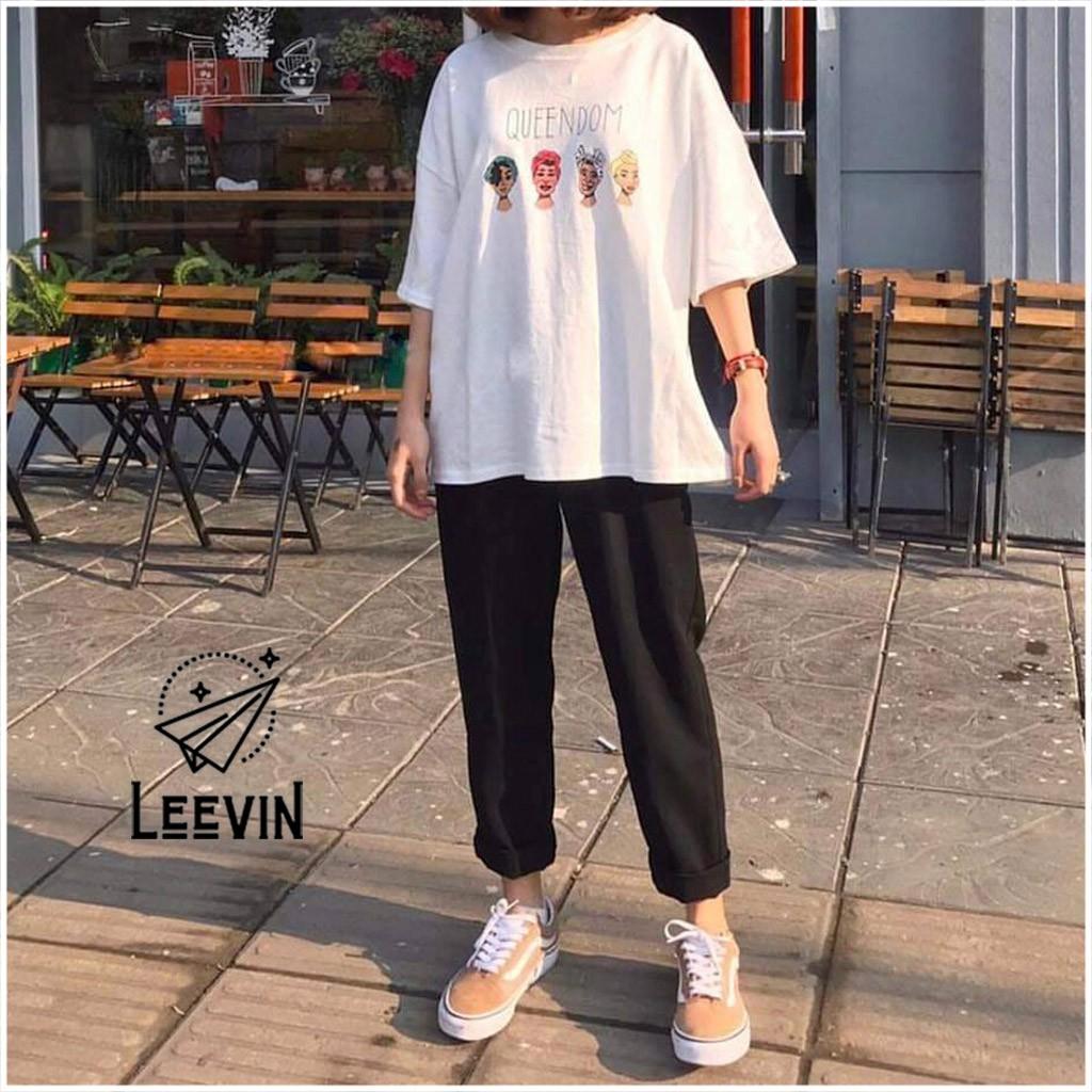 Quần Baggy Nữ Thun BASIC Unisex Form Ống Suông -  Kiểu quần baggy nữ màu đen Leevin Store