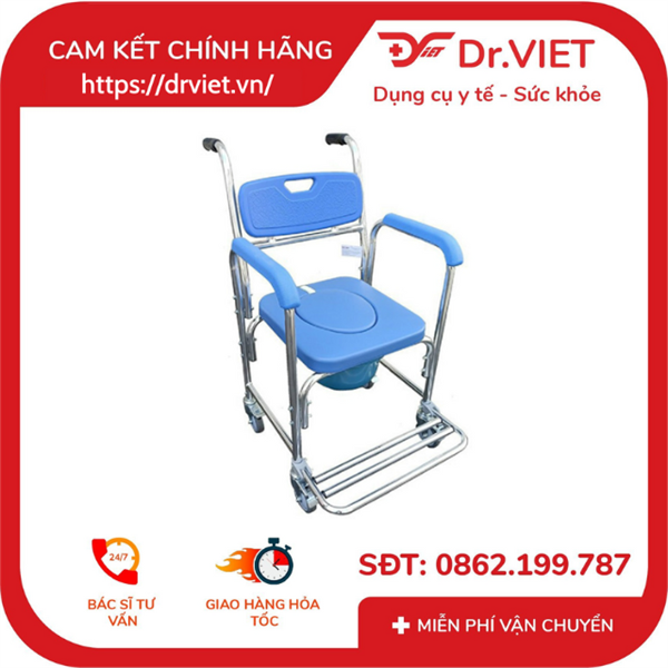 Ghế bô đa năng cao cấp Lucass X-62 mới (X-12 cũ) màu Xanh ,Có đệm, Bánh xe, có Chỗ gác chân, tiện lợi dễ dàng cho người lớn tuổi, bị thương