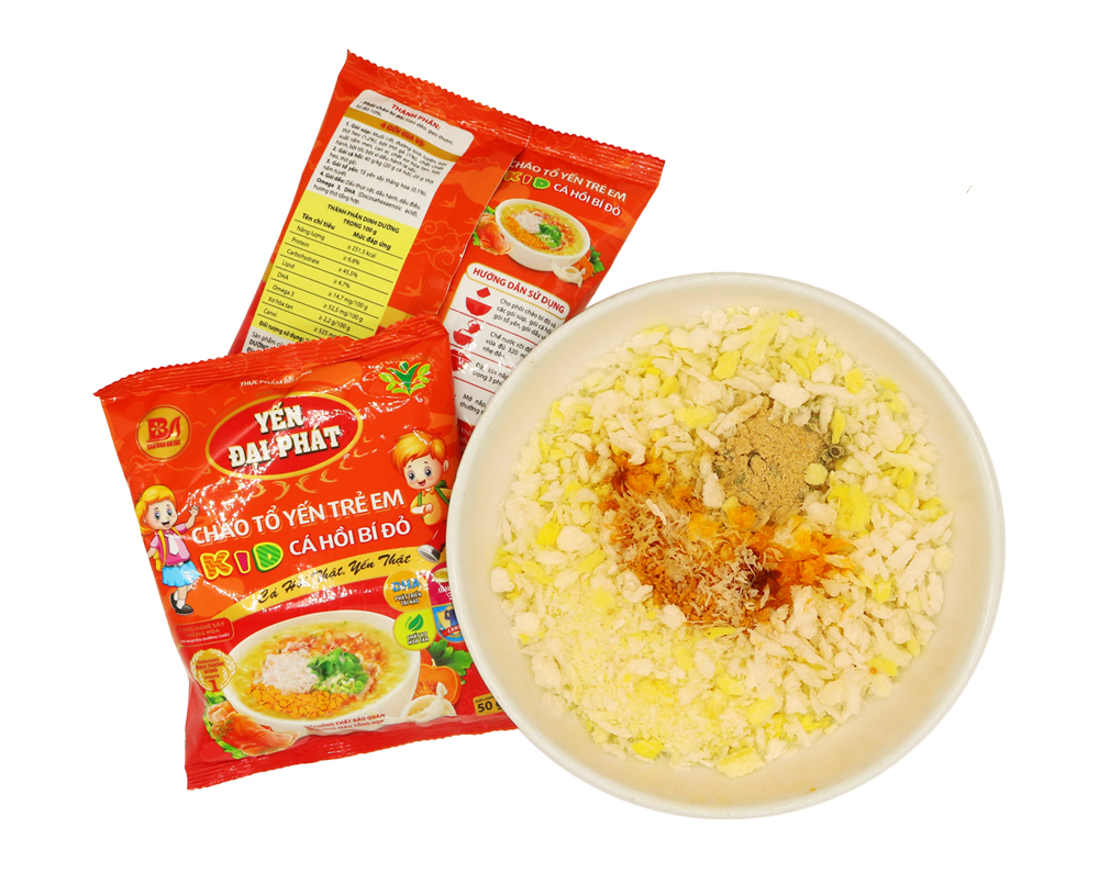 Cháo Tổ Yến Trẻ Em Cá Hồi Bí Đỏ - Yến Đại Phát, tiện lợi thơm ngon dinh dưỡng cao