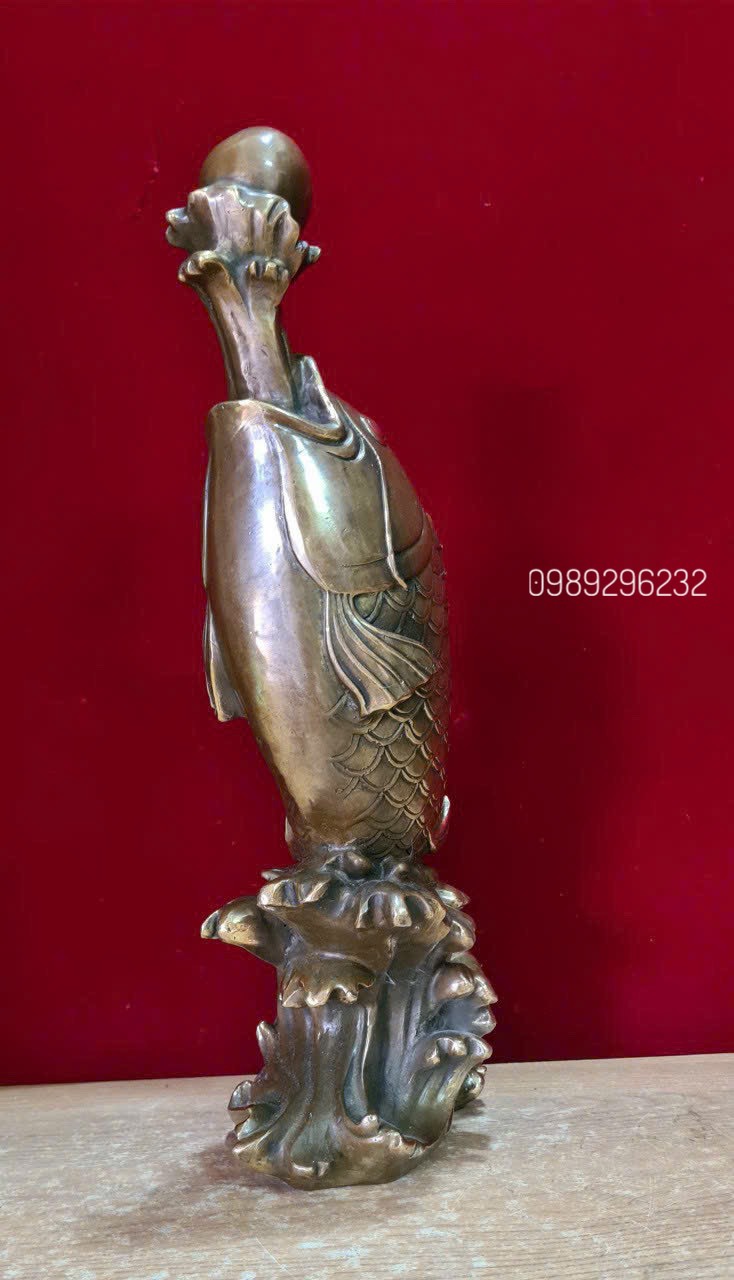 Cá chép nhả ngọc bằng đồng hun cao 40cm - Cá chép nhả ngọc 40cm