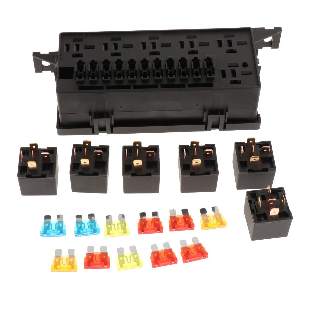 2x 11-Way Car Fuse Holder Relay Box With Terminals Relays Waterproof Connector