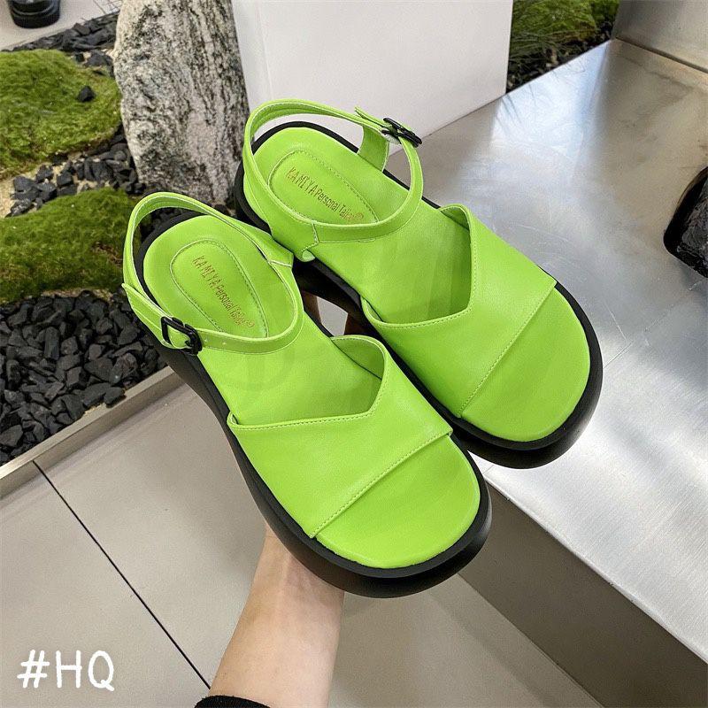 Sandal đế bánh mì xanh cốm cao 7cm tôn dáng - xăng đan đế bánh mỳ tôn dáng