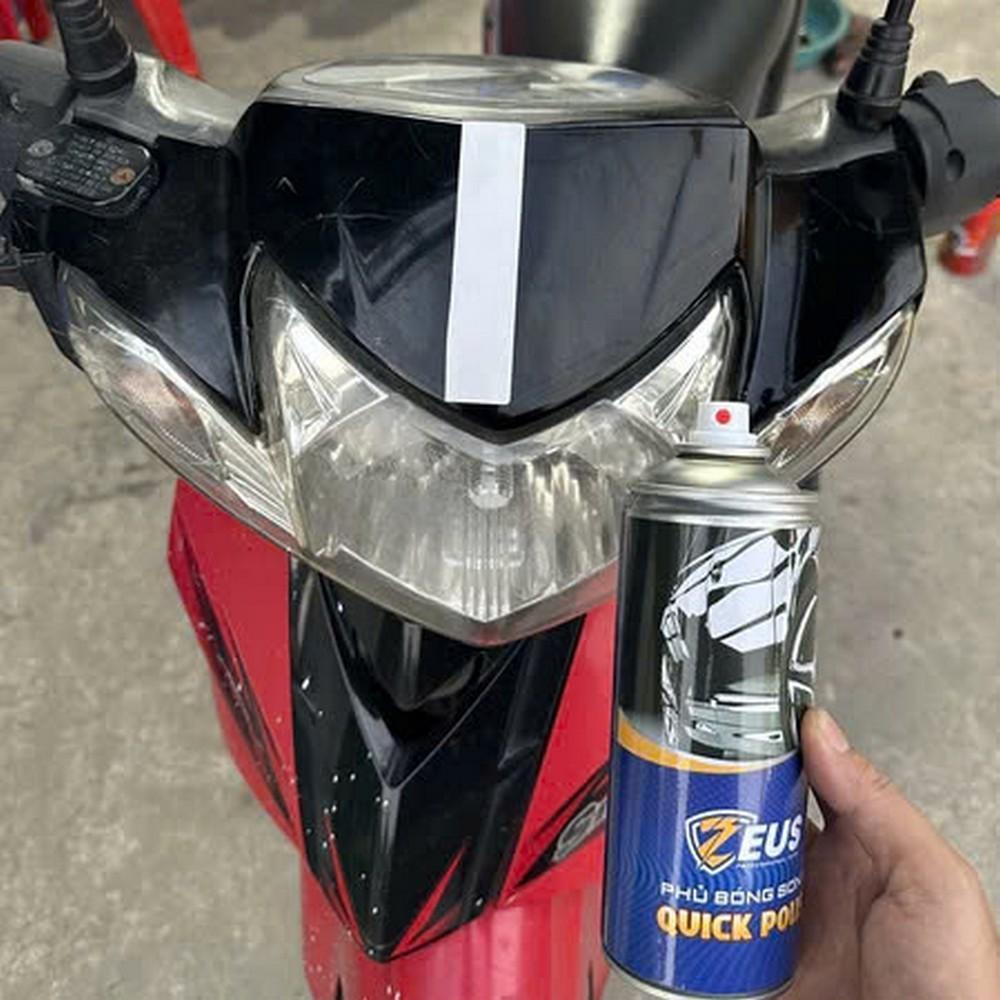 Chai Xịt Phủ Bóng Sơn Xe Zeus Quick Polish 400Ml Cho Xe Máy, Oto Tăng Độ Bóng Sơn