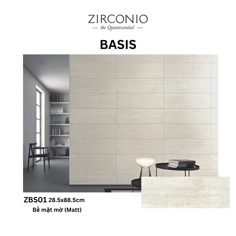 Gạch  NIRO GRANITE - ZIRCONIO ZBS01 BASIS - 28.5x88.5cm - 4 viên/thùng(1m2)