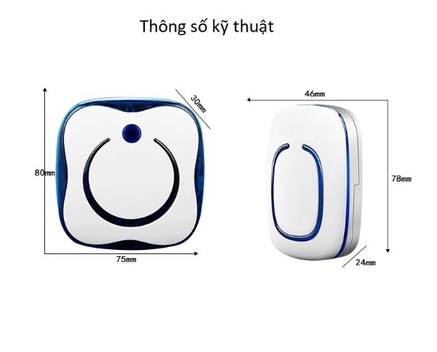 Chuông đôi không dây chống nước Cz9809  ( Có 36 kiểu chuông, đèn báo tín hiệu khi nhấn )( Tặng móc khóa đa năng 3in1 )