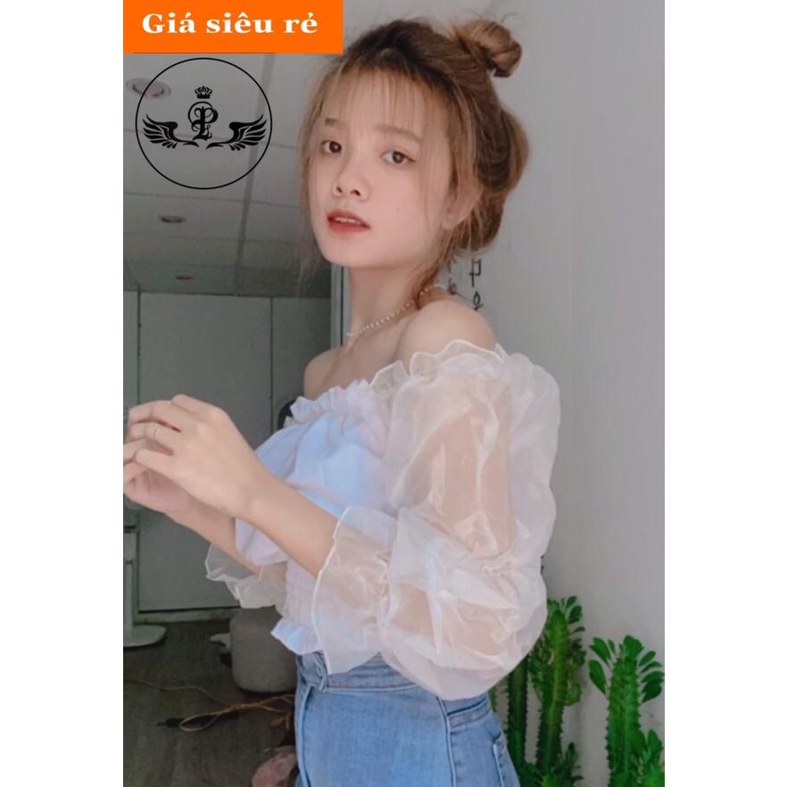 Áo Bẹt Vai Tay Lưới Phồng Chất Voan Siêu Mịn MS11/GN40