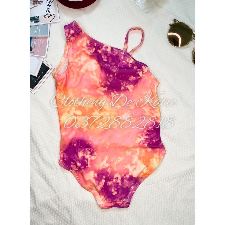 2T-10T Bikini đồ bơi đi biển 1 mảnh màu tye dye bé gái cut out thân trước dây vai chống nắng