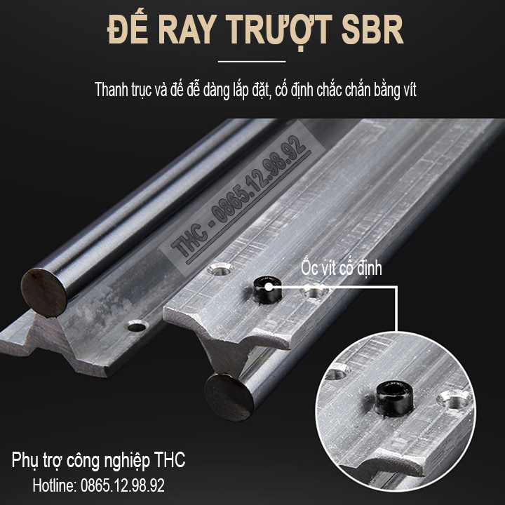 Thanh Ray Trượt Tròn Có Đế SBR25 (1 Thanh Ray Ø25 + 2 Con Trượt) Ray Trượt Chống Rỉ Xước Độ Cứng Cao