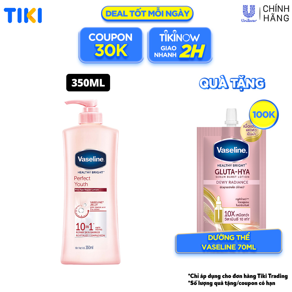 Sữa Dưỡng Thể 350Ml Vaseline Dưỡng Ẩm Sáng Da Perfect Youth Phức Hợp Pro-Retinol Kích Thích Sản Sinh Collagen Hoạt Chất Aha Cải Thiệt Nếp Nhăn