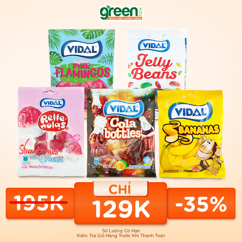 Combo siêu tiết kiệm 5 loại kẹo dẻo Vidal 100g