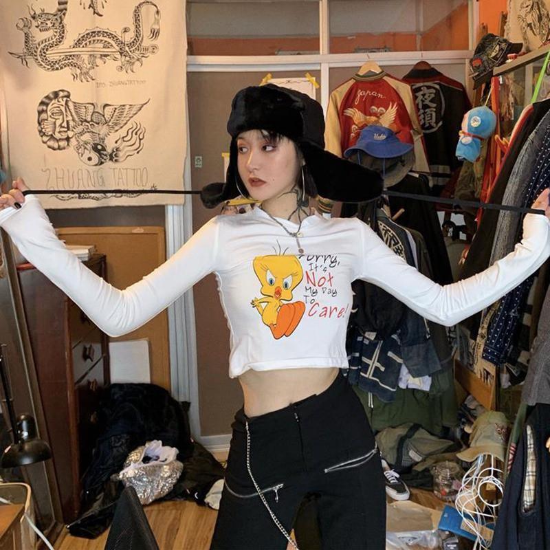 Áo Thun Tay Dài In Hình Hoạt Hình Thời Trang Hàn Quốc Dành Cho Nữ