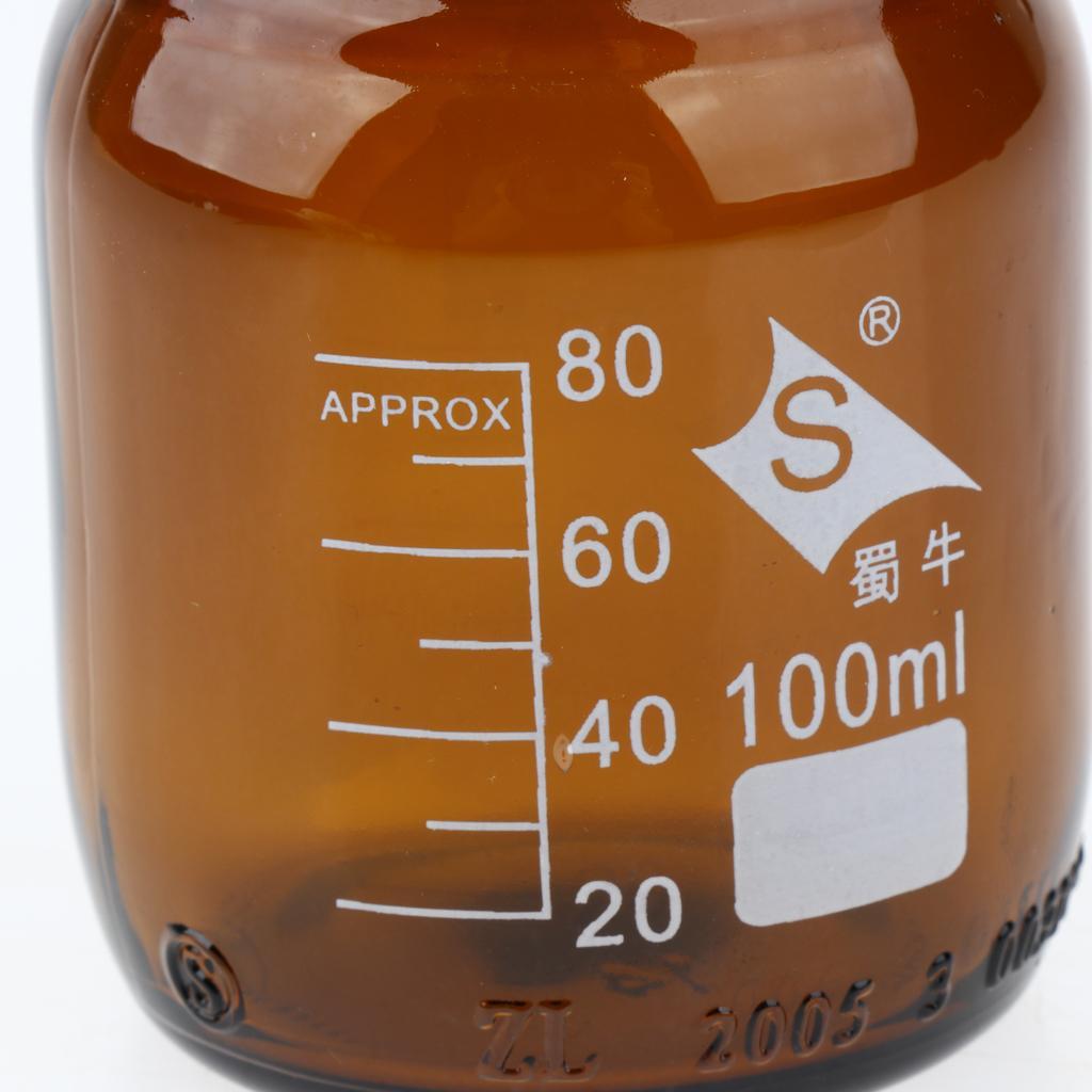4XGraduated Round Glass Reagent Bottle With Scale Line Screw Cap 250ml+100mL