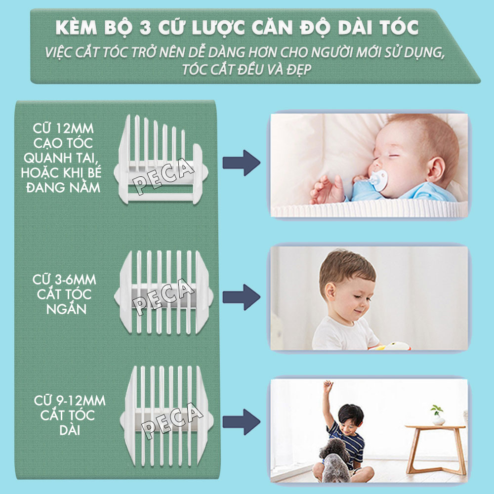 Tông đơ cắt tóc trẻ em Kemei KM-965 có thể cắt tóc, chấn viền cạo tóc dùng được cho trẻ sơ sinh - Hàng chính hãng