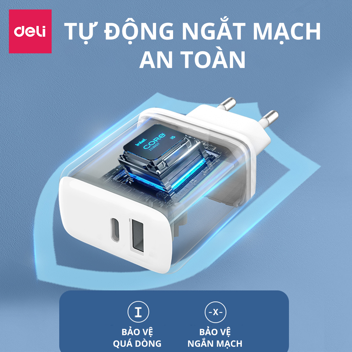 Củ Sạc Nhanh AOKA by Deli 20W Sạc Nhanh Cho Điện Thoại - Siêu Bền Chống Nóng Chống Cháy Nổ hàng chính hãng VS6013