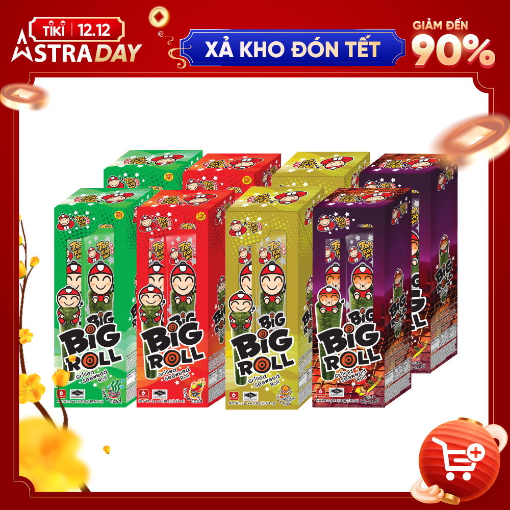 Combo 8 Hộp Rong Biển Đủ Vị Taokaenoi Big Roll (3.6g)