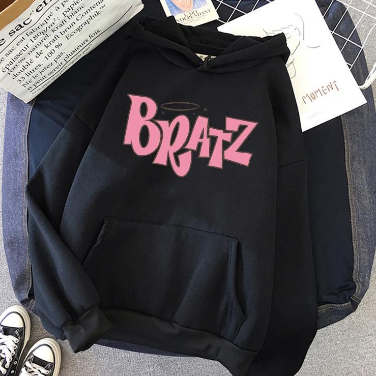 Bratz Chữ In Hoodie THU ĐÔNG Áo Unisex Nam Nữ Nam Thời Trang Sinh Viên Hoodie Tay Dài