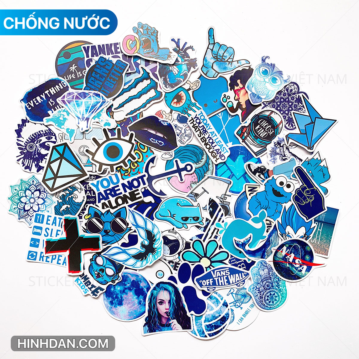 Bộ 20 Sticker Blue Hình Dán Chủ Đề Màu Xanh Dương Chống Nước Decal Chất Lượng Cao Trang Trí Va Ly Du Lịch Xe Đạp Xe Máy Xe Điện Motor Laptop Nón Bảo Hiểm Máy Tính Học Sinh Tủ Quần Áo Nắp Lưng Điện Thoại