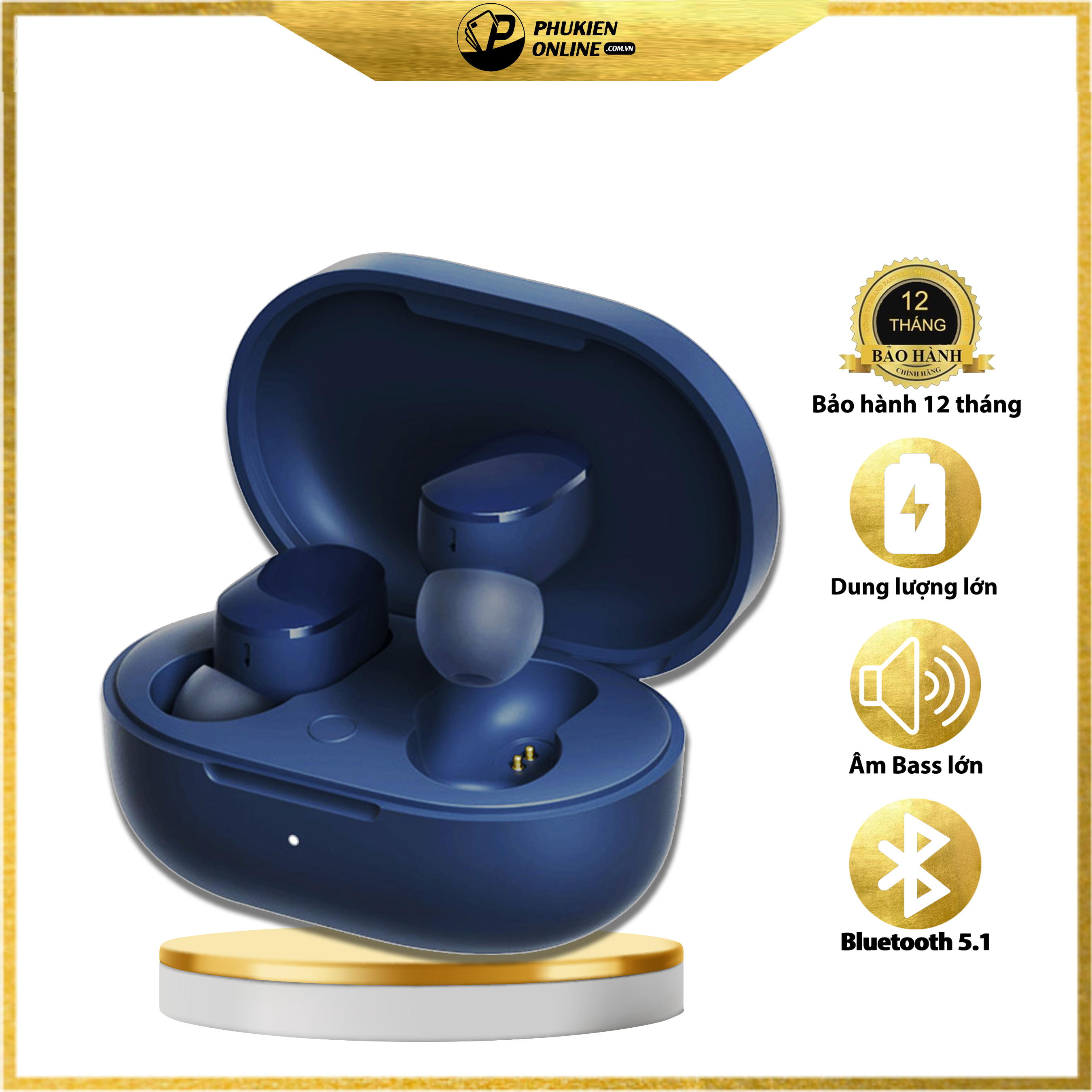 Tai Nghe Bluetooth 5.0  Earldom AirDots Redmi 2, chất ấm, Bass-treble rõ ràng, cách âm tốt , Chống Ồn - Mic Đàm Thoại - Pin 4 tiếng - Hàng chính hãng