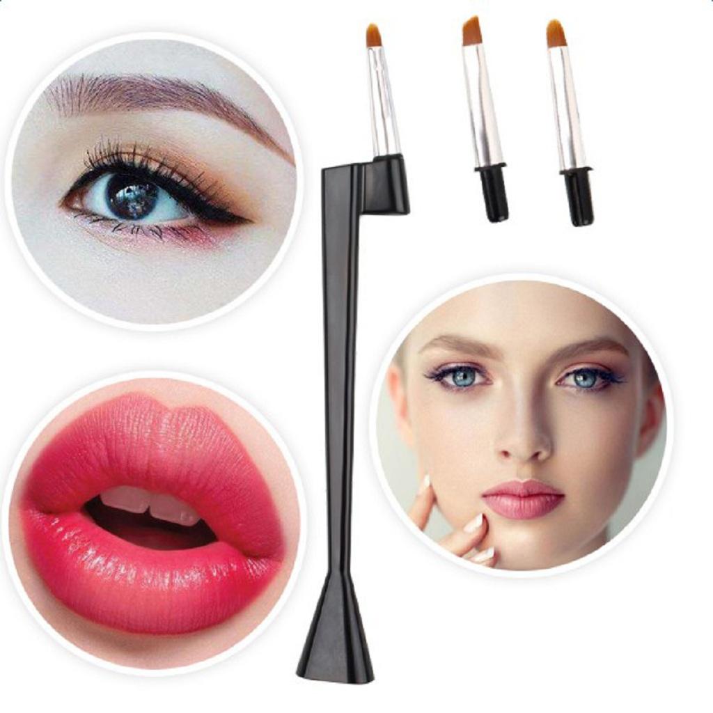 3 In 1 Makeup Eye Brush Kit Eyebrow Shadow Lip Concealer Cosmetic Brush Tool