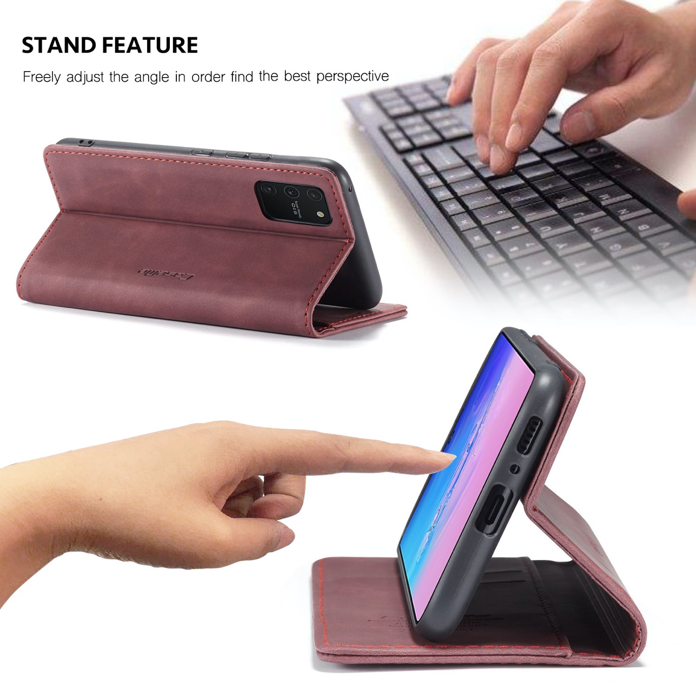 Bao da bò thật dạng ví chính hãng Caseme dành cho Samsung S10 Lite - Hàng chính hãng