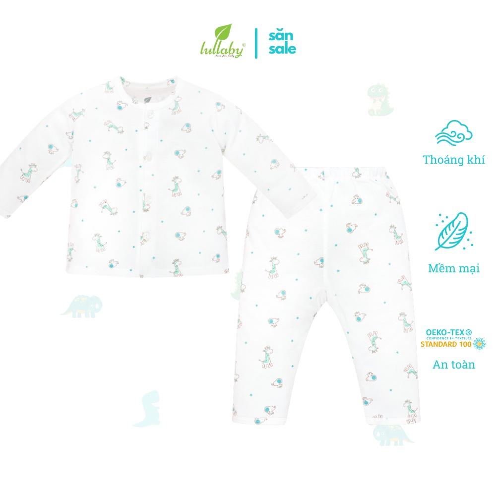 Bộ quần áo cài giữa dài tay Lullaby cho bé trai NH605P Trắng