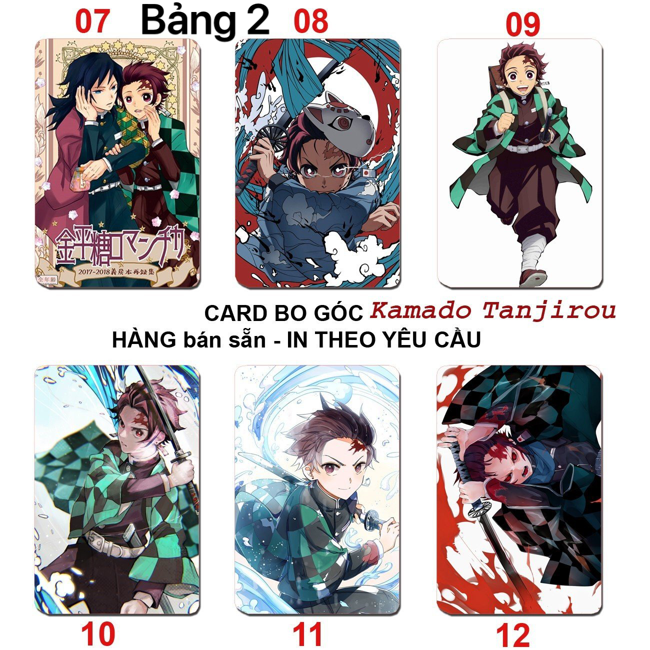 Ảnh card Tanjiro kamado 6 ảnh khác nhau/ Thẻ card hình kamado Taạniro anime kimetsu no yaiba