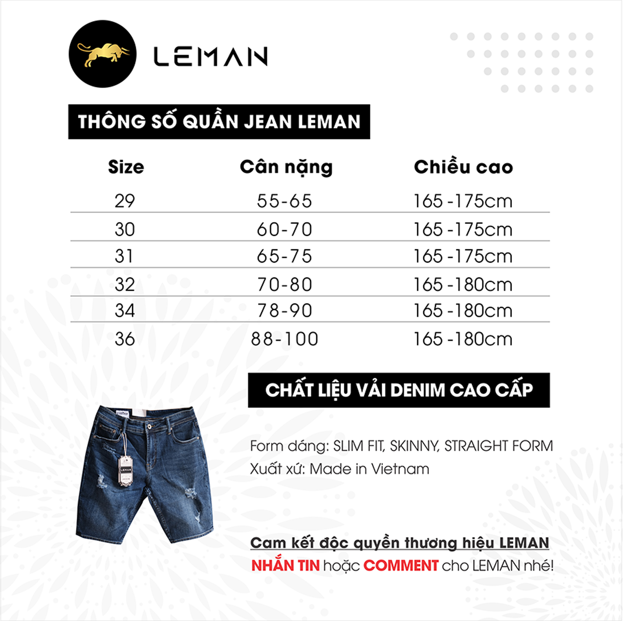 Quần Short Jean nam Leman xanh rách JL06 - Skinny Form