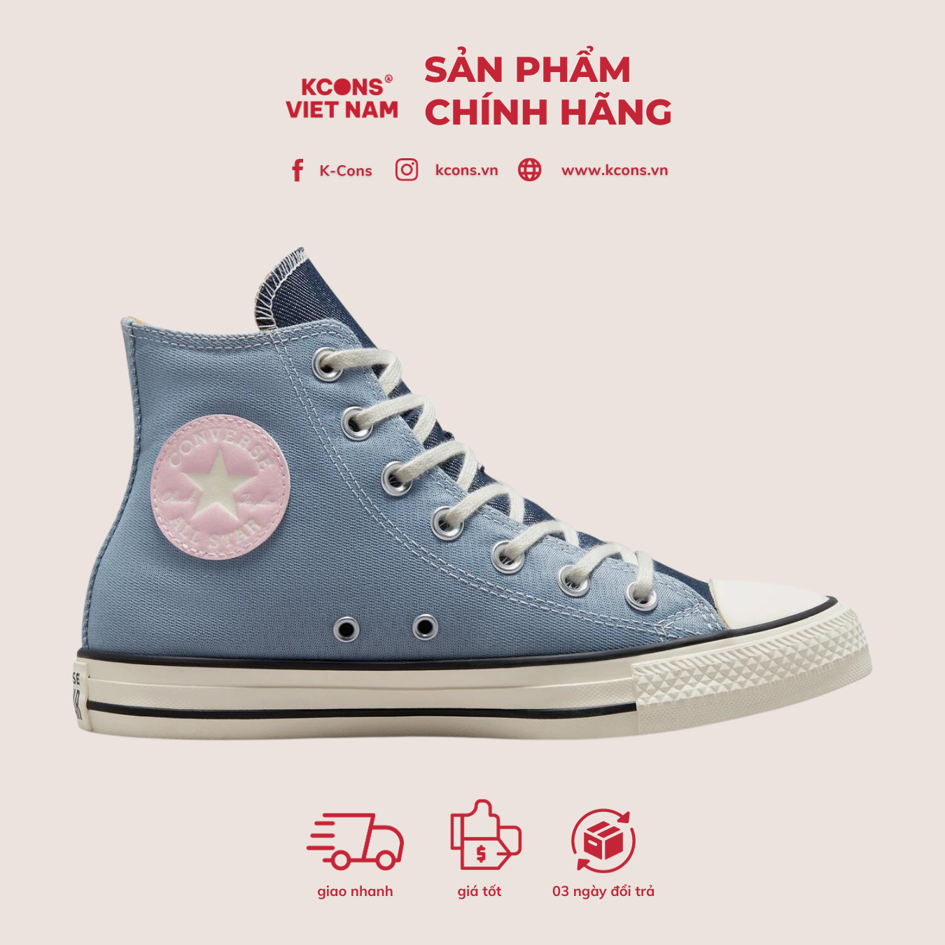 Giày Converse Chuck Taylor All Star DENIM FASHION Cổ Cao A02880C