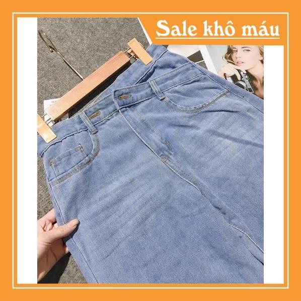 Quần Jeans Bò Ống Rộng Nữ Cạp Chéo Chất Bò Mềm